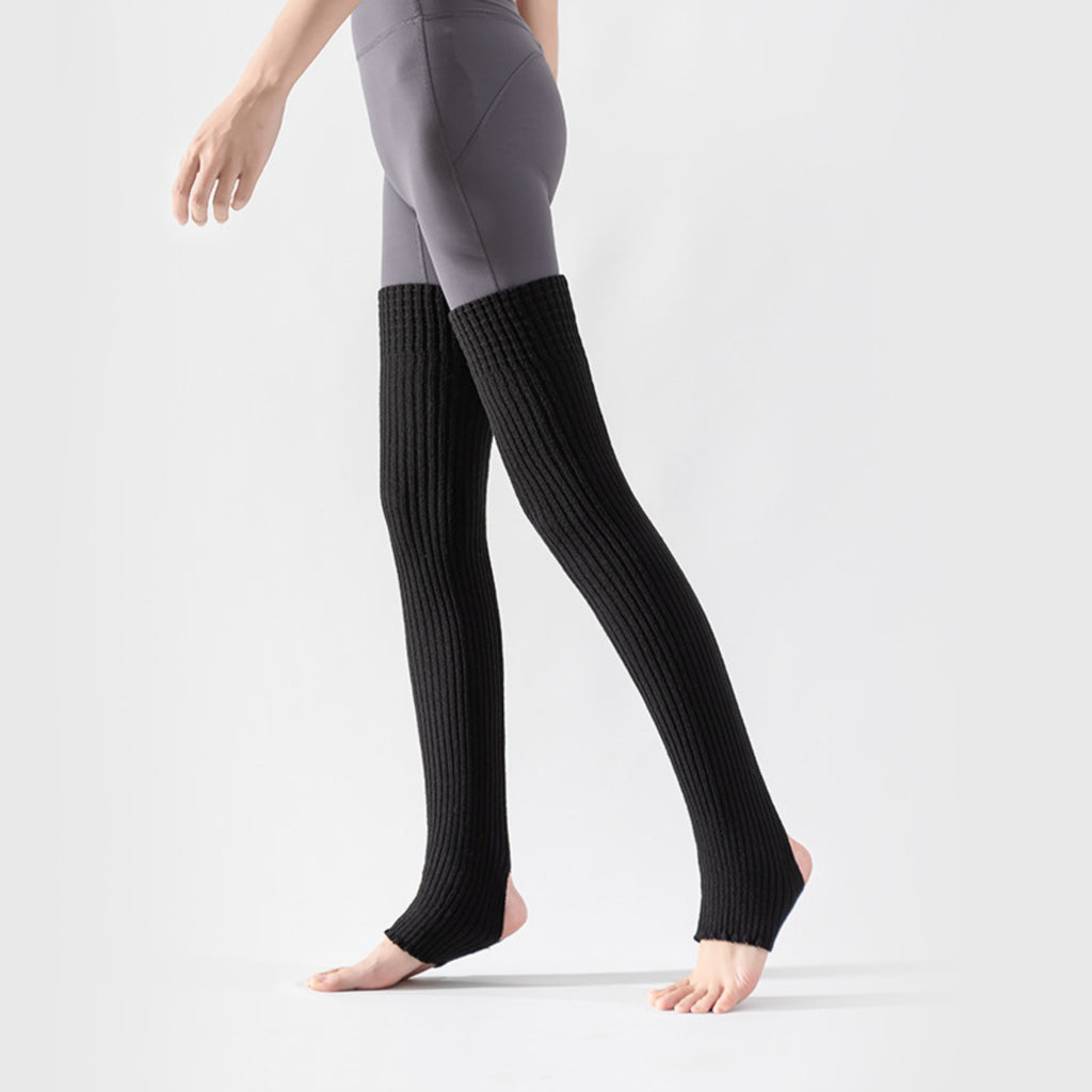 Anna-Kaci Women's Ribbed Knit Stirrup Leg Warmers with Slouch Fit