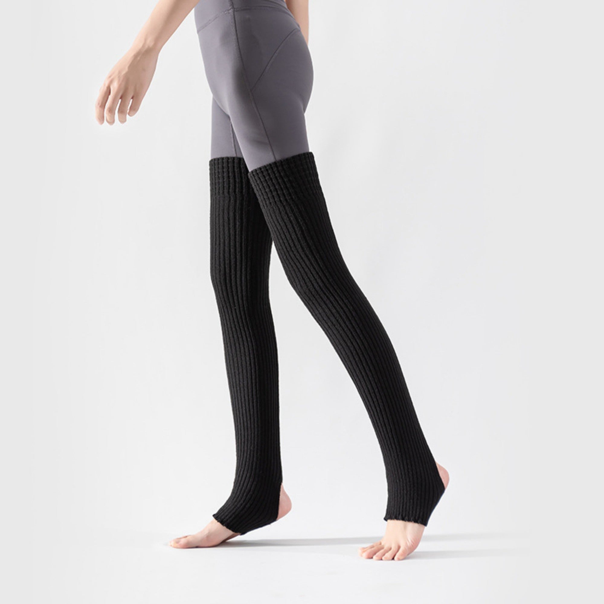 Anna-Kaci Women's Ribbed Knit Stirrup Leg Warmers with Slouch Fit