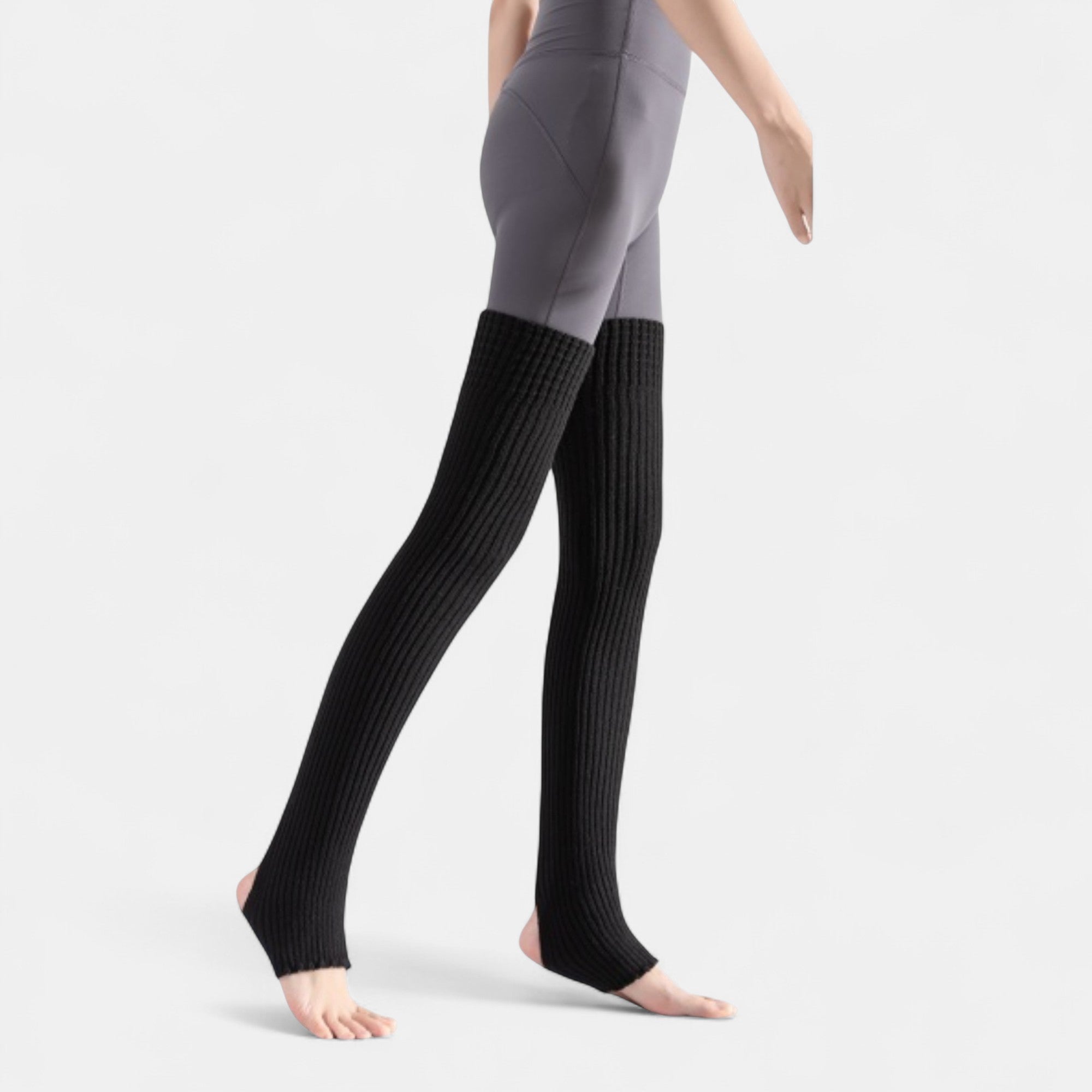 Anna-Kaci Women's Ribbed Knit Stirrup Leg Warmers with Slouch Fit