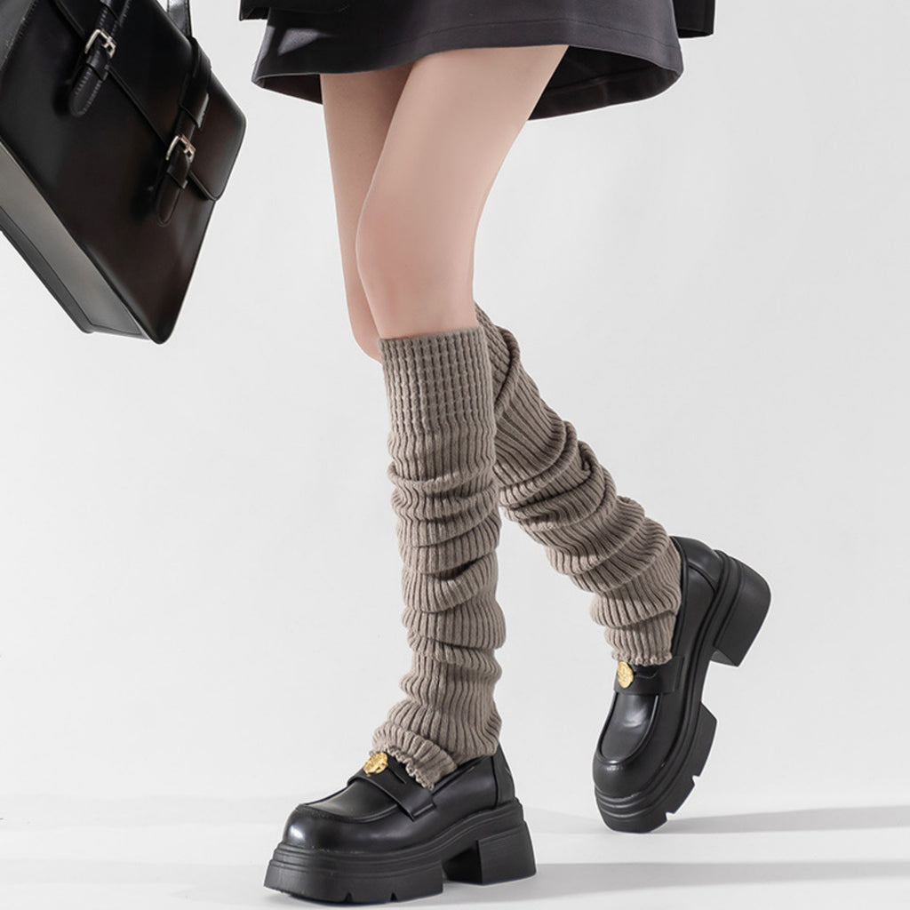 Anna-Kaci Women's Ribbed Knit Stirrup Leg Warmers with Slouch Fit