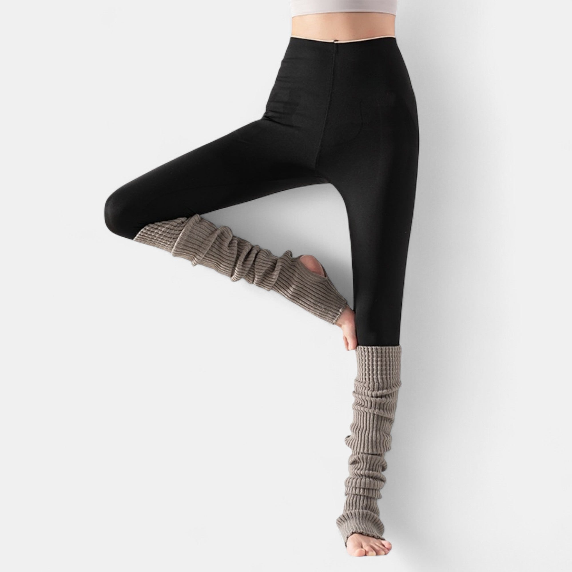 Anna-Kaci Women's Ribbed Knit Stirrup Leg Warmers with Slouch Fit