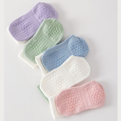 Anna-Kaci 3-Pair Soft Stretch Grip Socks Set with Cushioned Non-Slip Soles, Ribbed Crew Fit, Supportive Knit Texture and Everyday Comfort Essentials Pack