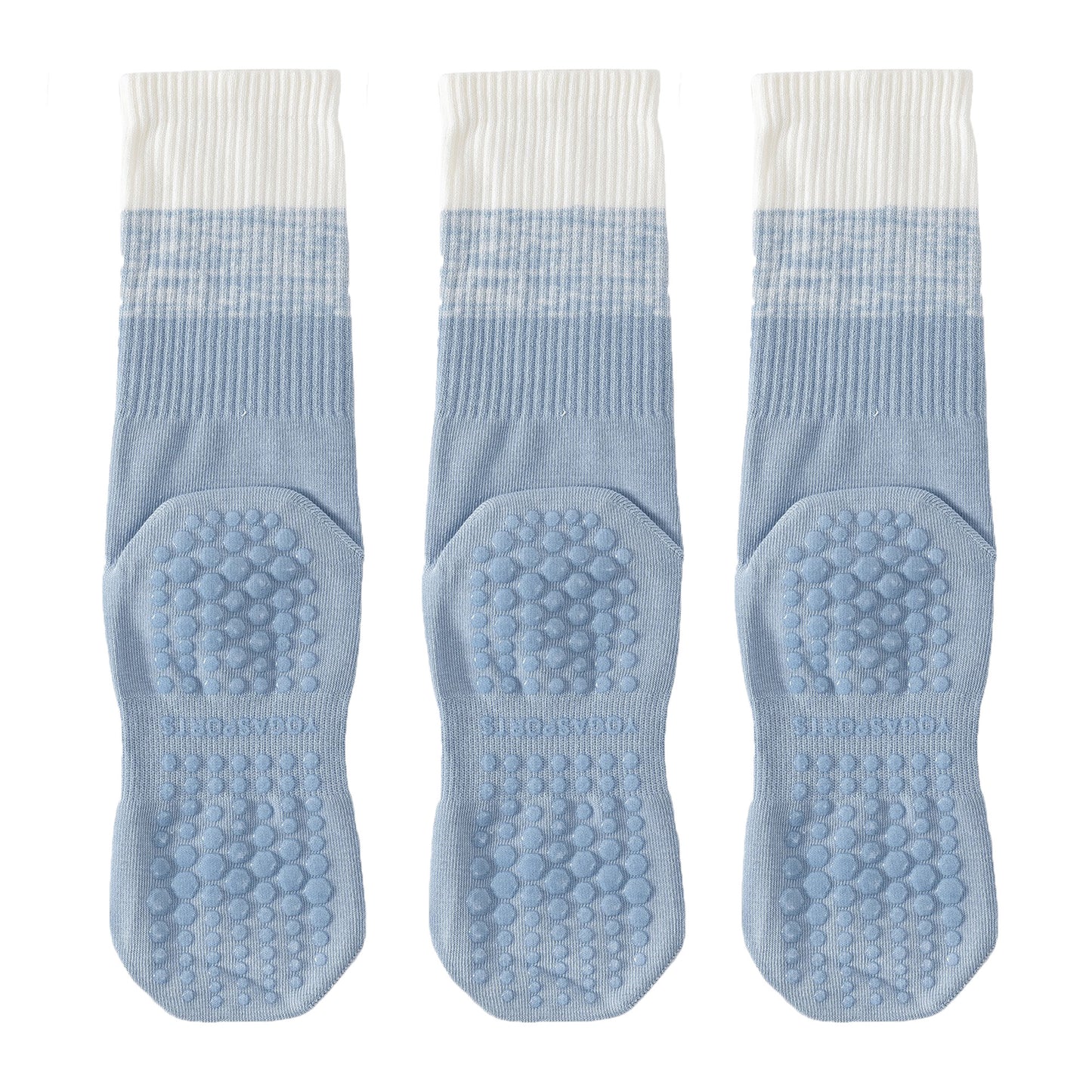 Anna-Kaci 3-Pair Soft Stretch Grip Socks Set with Cushioned Non-Slip Soles, Ribbed Crew Fit, Supportive Knit Texture and Everyday Comfort Essentials Pack