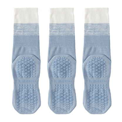 Anna-Kaci 3-Pair Soft Stretch Grip Socks Set with Cushioned Non-Slip Soles, Ribbed Crew Fit, Supportive Knit Texture and Everyday Comfort Essentials Pack