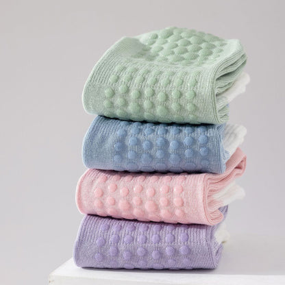 Anna-Kaci 3-Pair Soft Stretch Grip Socks Set with Cushioned Non-Slip Soles, Ribbed Crew Fit, Supportive Knit Texture and Everyday Comfort Essentials Pack