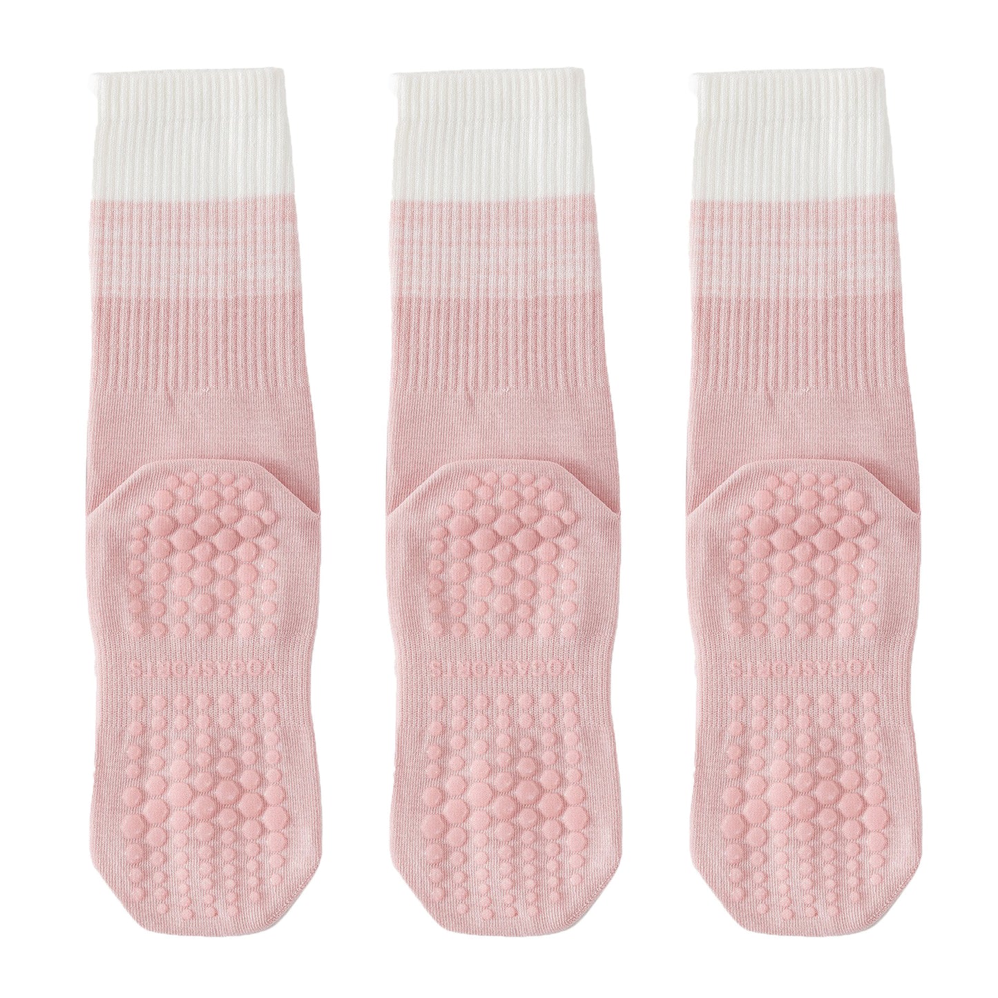 Anna-Kaci 3-Pair Soft Stretch Grip Socks Set with Cushioned Non-Slip Soles, Ribbed Crew Fit, Supportive Knit Texture and Everyday Comfort Essentials Pack