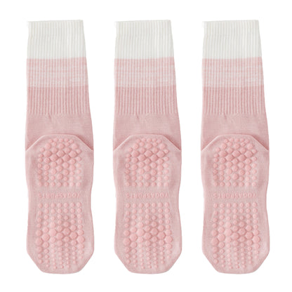 Anna-Kaci 3-Pair Soft Stretch Grip Socks Set with Cushioned Non-Slip Soles, Ribbed Crew Fit, Supportive Knit Texture and Everyday Comfort Essentials Pack