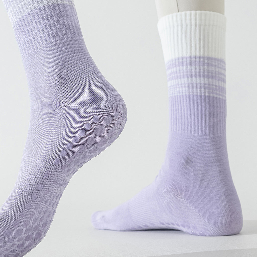Anna-Kaci 3-Pair Soft Stretch Grip Socks Set with Cushioned Non-Slip Soles, Ribbed Crew Fit, Supportive Knit Texture and Everyday Comfort Essentials Pack