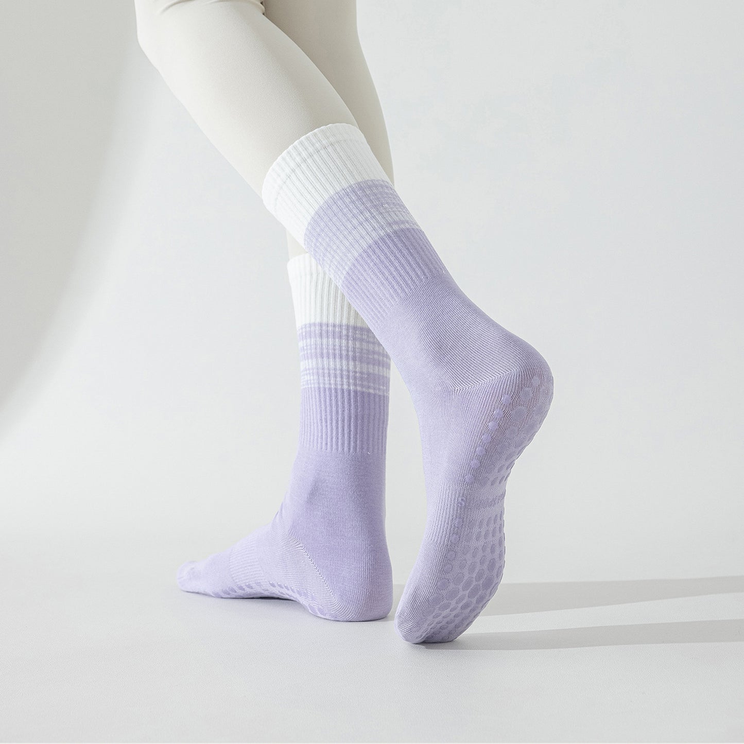 Anna-Kaci 3-Pair Soft Stretch Grip Socks Set with Cushioned Non-Slip Soles, Ribbed Crew Fit, Supportive Knit Texture and Everyday Comfort Essentials Pack