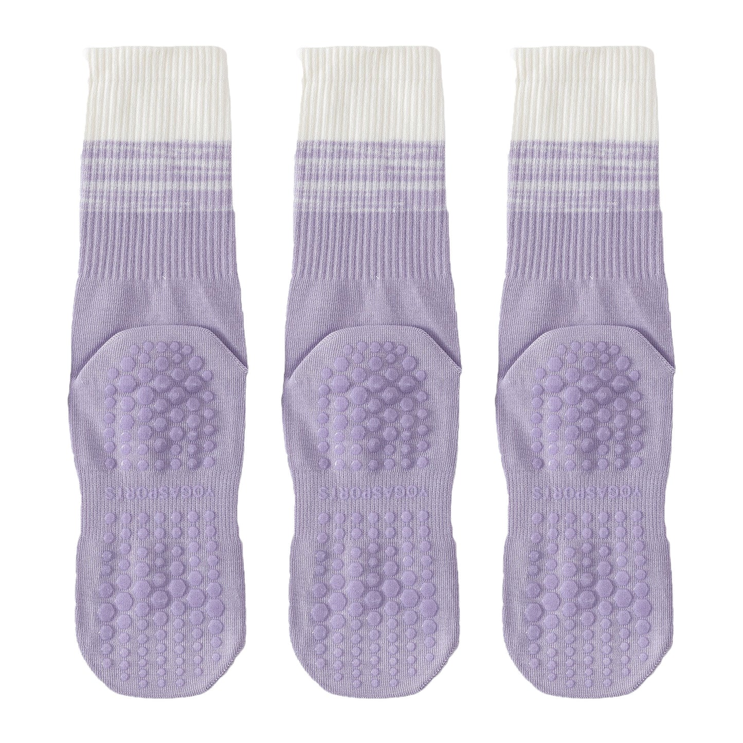 Anna-Kaci 3-Pair Soft Stretch Grip Socks Set with Cushioned Non-Slip Soles, Ribbed Crew Fit, Supportive Knit Texture and Everyday Comfort Essentials Pack