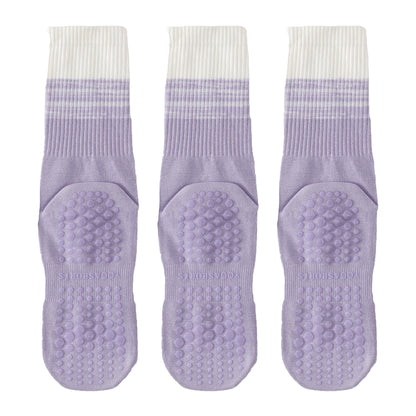 Anna-Kaci 3-Pair Soft Stretch Grip Socks Set with Cushioned Non-Slip Soles, Ribbed Crew Fit, Supportive Knit Texture and Everyday Comfort Essentials Pack