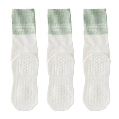 Anna-Kaci 3-Pair Soft Stretch Grip Socks Set with Cushioned Non-Slip Soles, Ribbed Crew Fit, Supportive Knit Texture and Everyday Comfort Essentials Pack