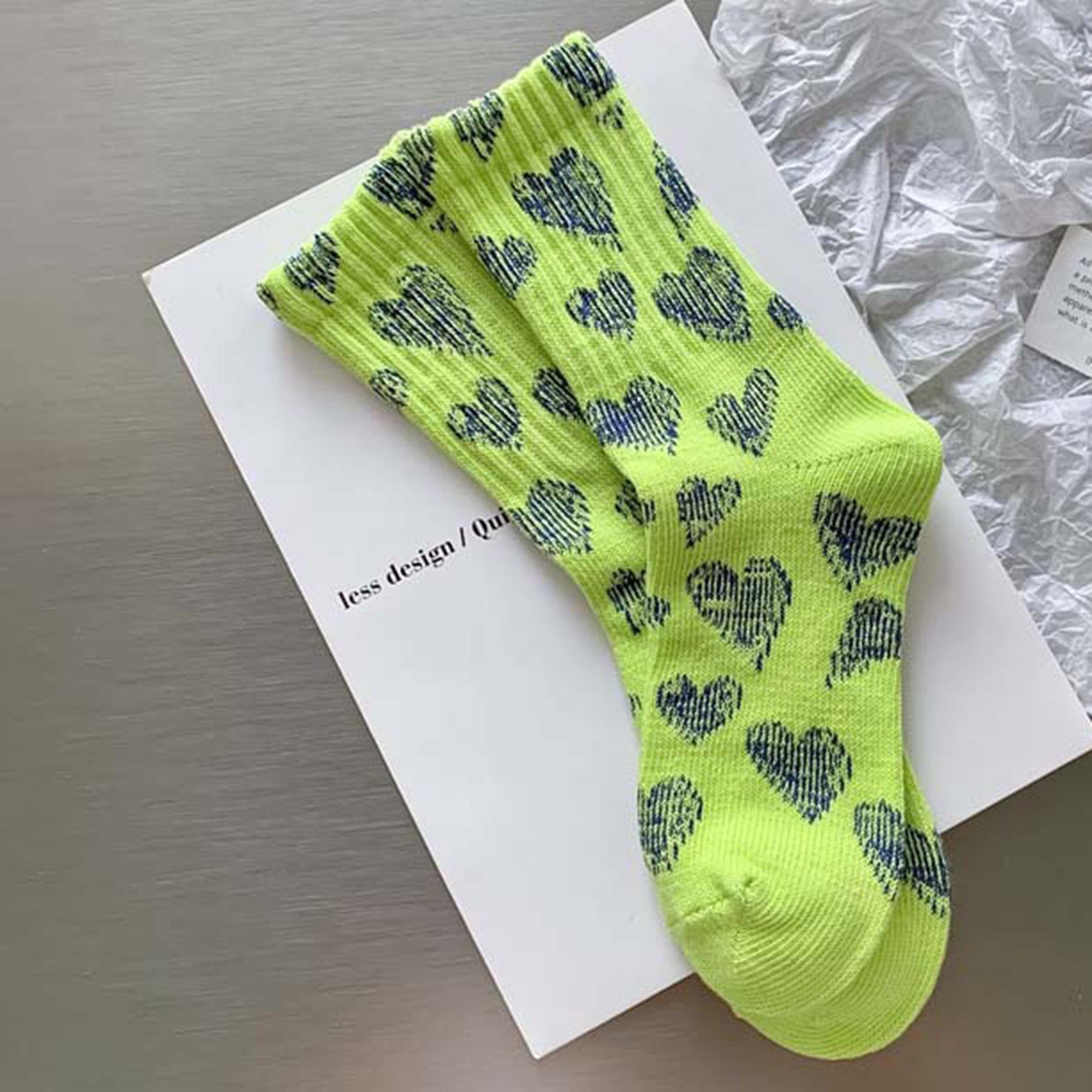 Anna-Kaci 3-Pair Soft Knit Crew Socks Set with Sweet Heart Pattern, Stretch Comfort Ribbed Cuffs, Breathable Fabric and Everyday Essential Design