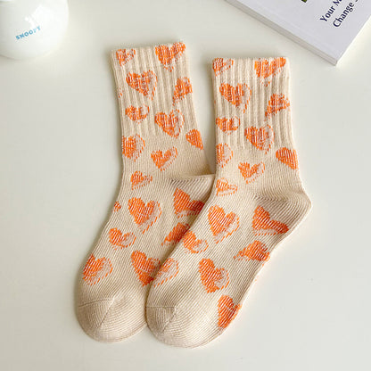 Anna-Kaci 3-Pair Soft Knit Crew Socks Set with Sweet Heart Pattern, Stretch Comfort Ribbed Cuffs, Breathable Fabric and Everyday Essential Design