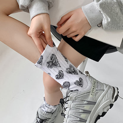 Anna-Kaci 3-Pair Soft Knit Crew Socks Set with Sweet Heart Pattern, Stretch Comfort Ribbed Cuffs, Breathable Fabric and Everyday Essential Design