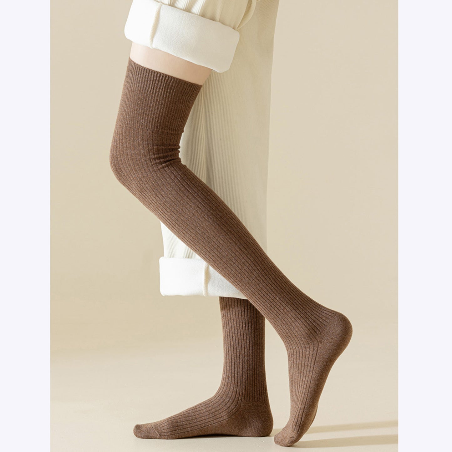 Anna-Kaci Soft Stretch Over-the-Knee Socks with Ribbed Texture, Smooth Seam Finish, Flexible Comfort Cuff and Lightweight Everyday Knit Design