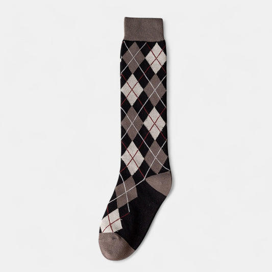 Anna-Kaci Women's 2-Piece Set Classic Argyle Knit Crew Socks with Soft Stretch Ribbed Cuffs