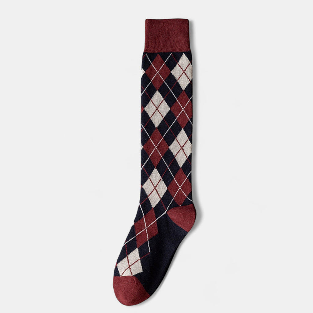 Anna-Kaci Women's 2-Piece Set Classic Argyle Knit Crew Socks with Soft Stretch Ribbed Cuffs