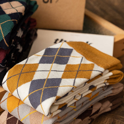 Anna-Kaci Women's 2-Piece Set Classic Argyle Knit Crew Socks with Soft Stretch Ribbed Cuffs