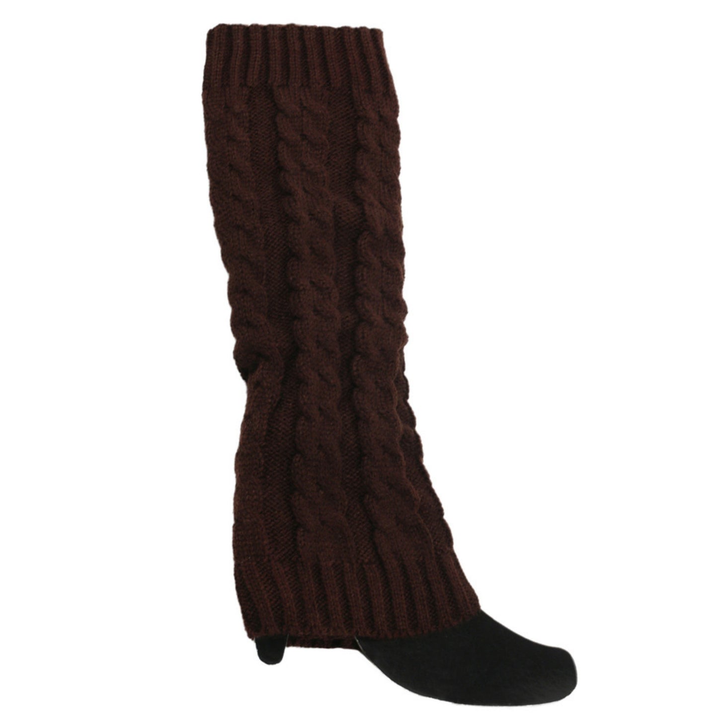Anna-Kaci Women's Cable Knit Leg Warmers with Ribbed Cuffs 15.5x3.5in