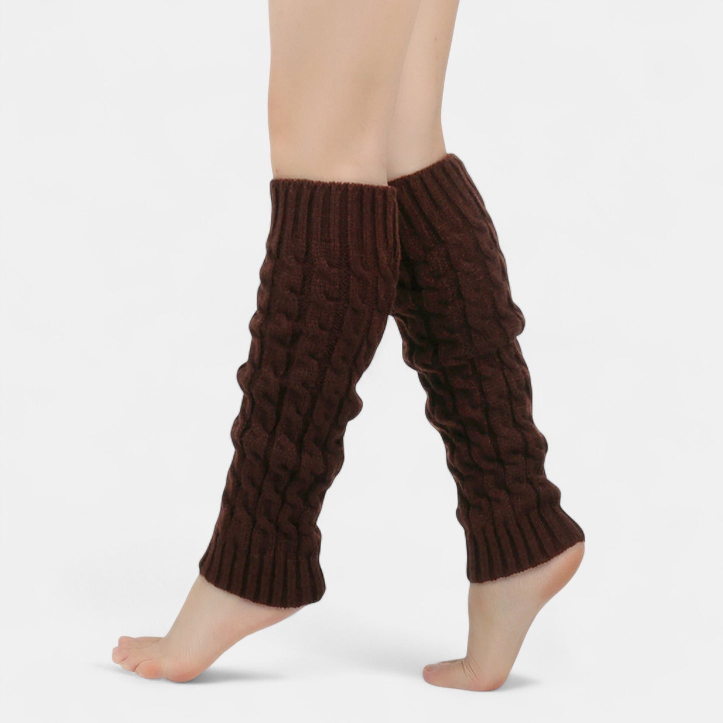 Anna-Kaci Women's Cable Knit Leg Warmers with Ribbed Cuffs 15.5x3.5in