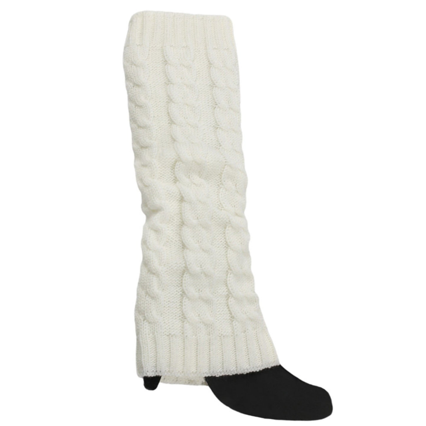Anna-Kaci Women's Cable Knit Leg Warmers with Ribbed Cuffs 15.5x3.5in