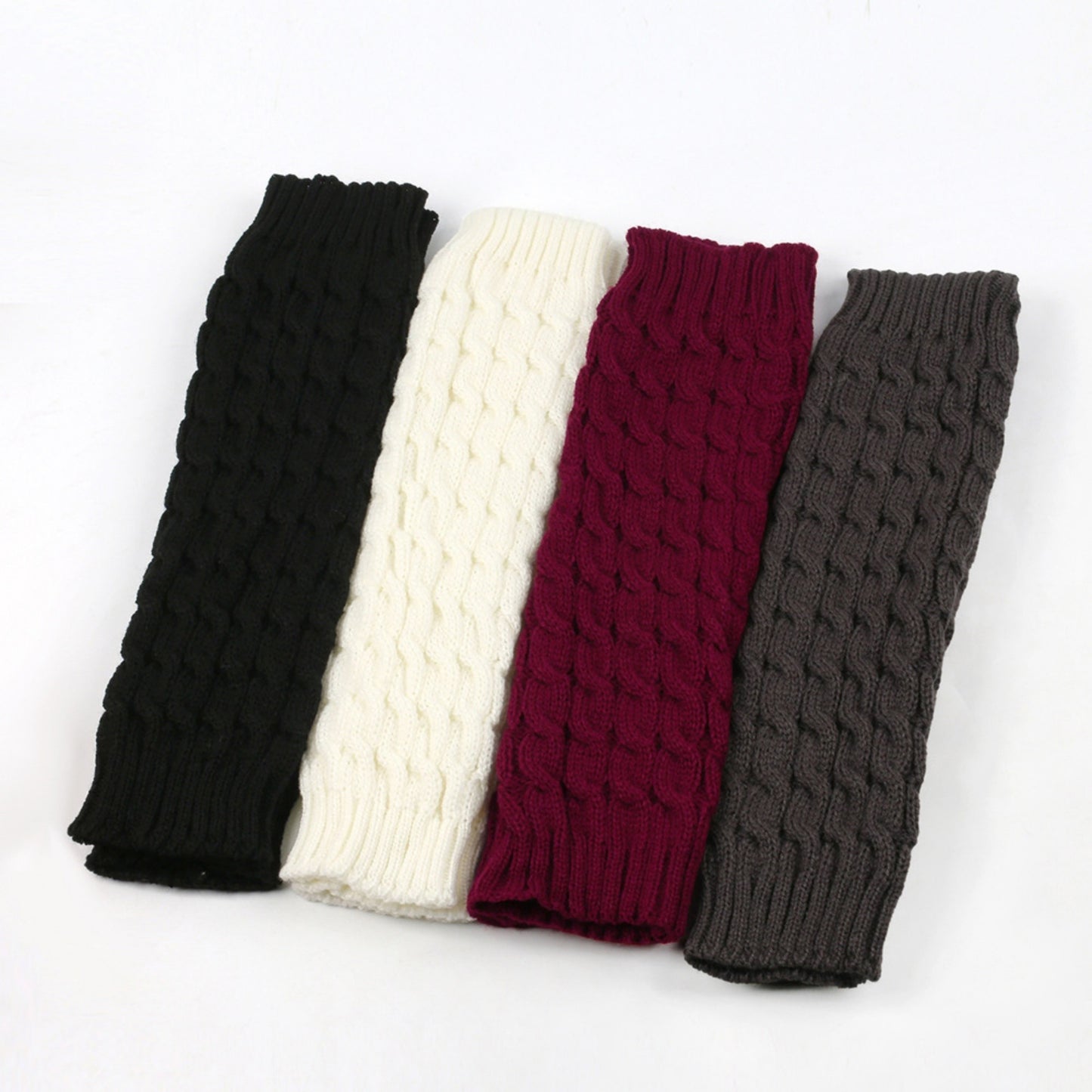 Anna-Kaci Women's Cable Knit Leg Warmers with Ribbed Cuffs 15.5x3.5in