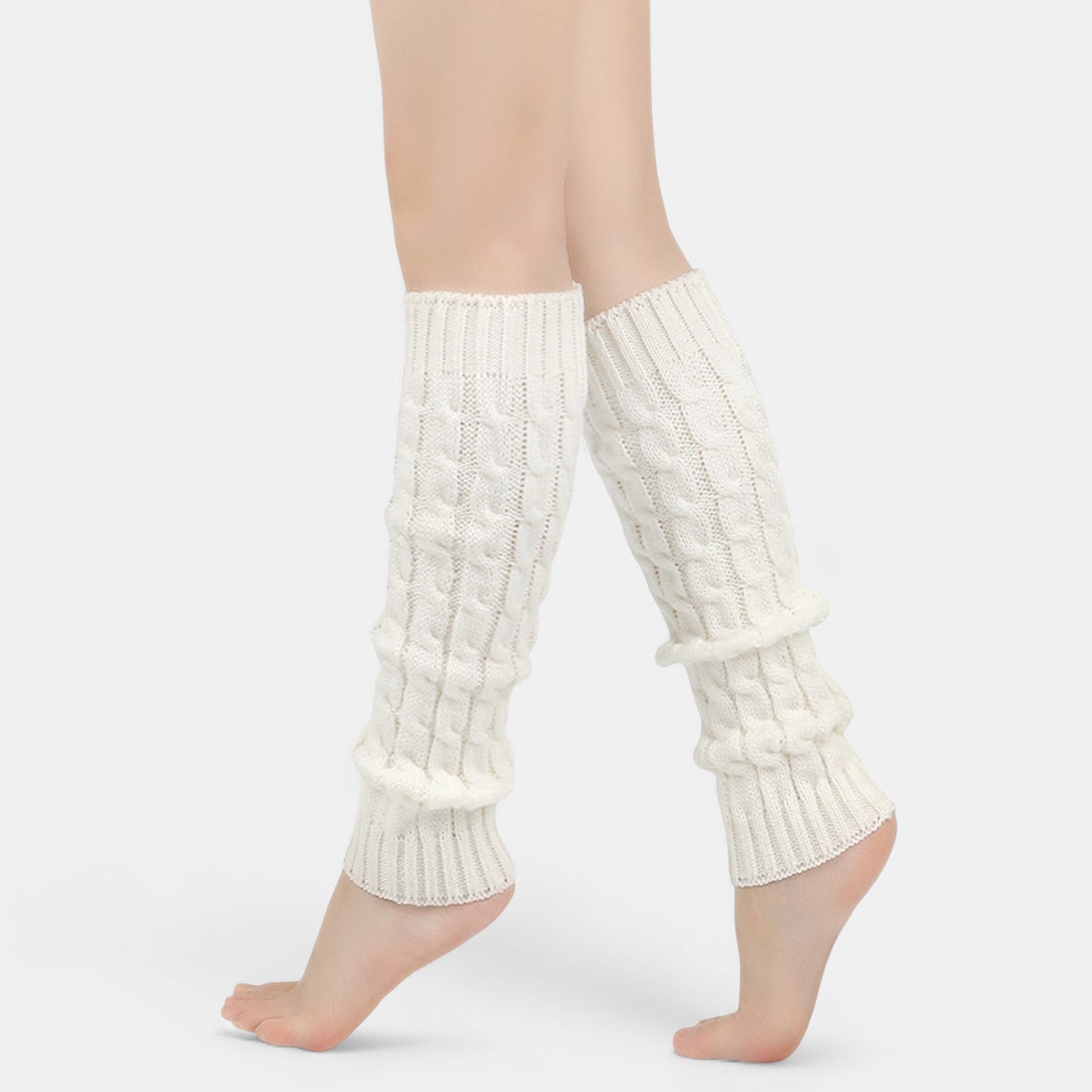 Anna-Kaci Women's Cable Knit Leg Warmers with Ribbed Cuffs 15.5x3.5in