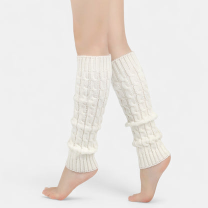 Anna-Kaci Women's Cable Knit Leg Warmers with Ribbed Cuffs 15.5x3.5in