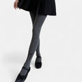 Anna-Kaci Women's Solid Knit Tights with Embroidered Bow Detail