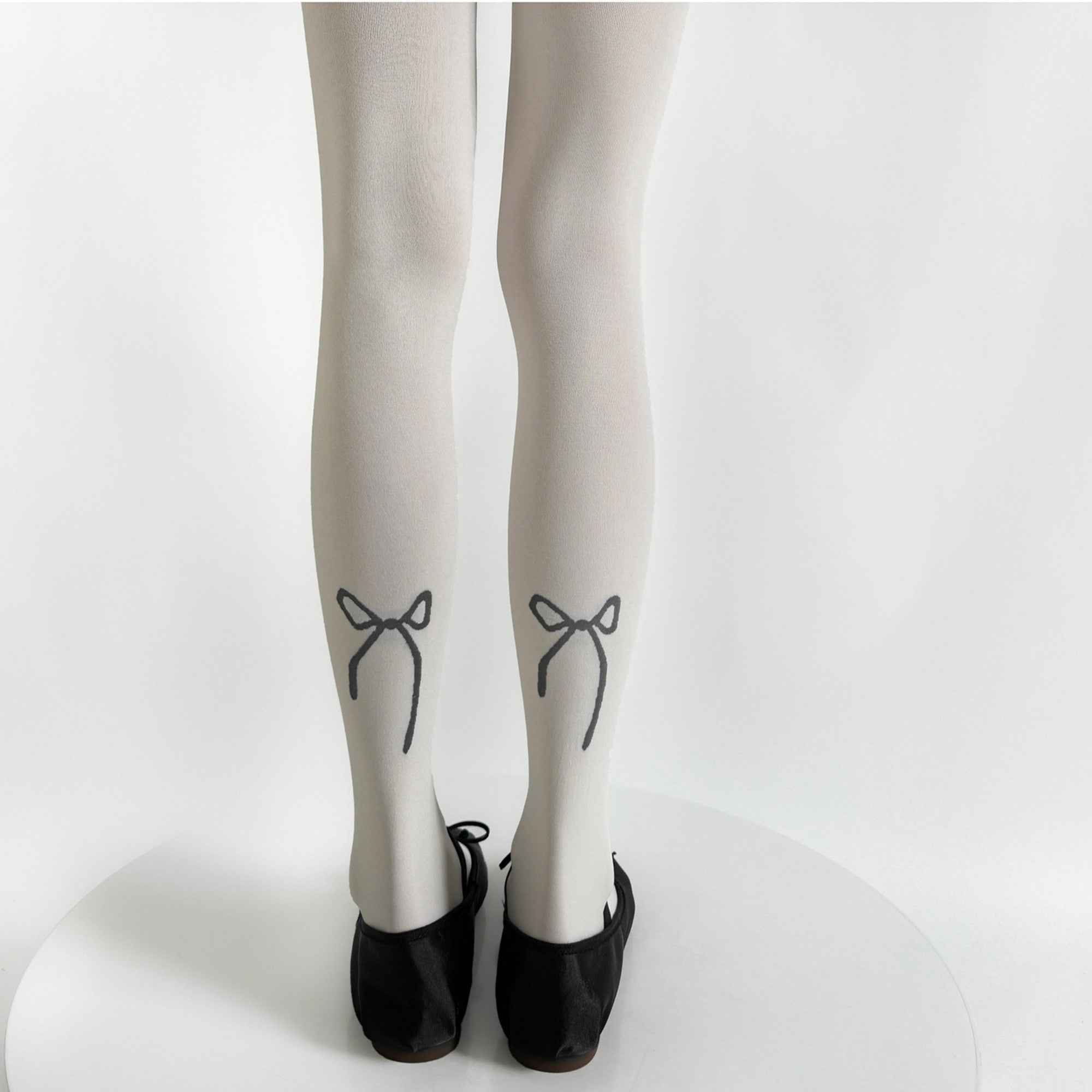 Anna-Kaci Women's Solid Knit Tights with Embroidered Bow Detail