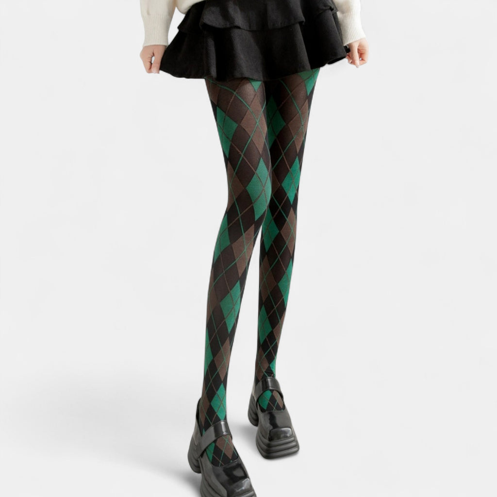 Anna-Kaci Women's Classic Argyle Pattern Knit Tights with Stretch Fit