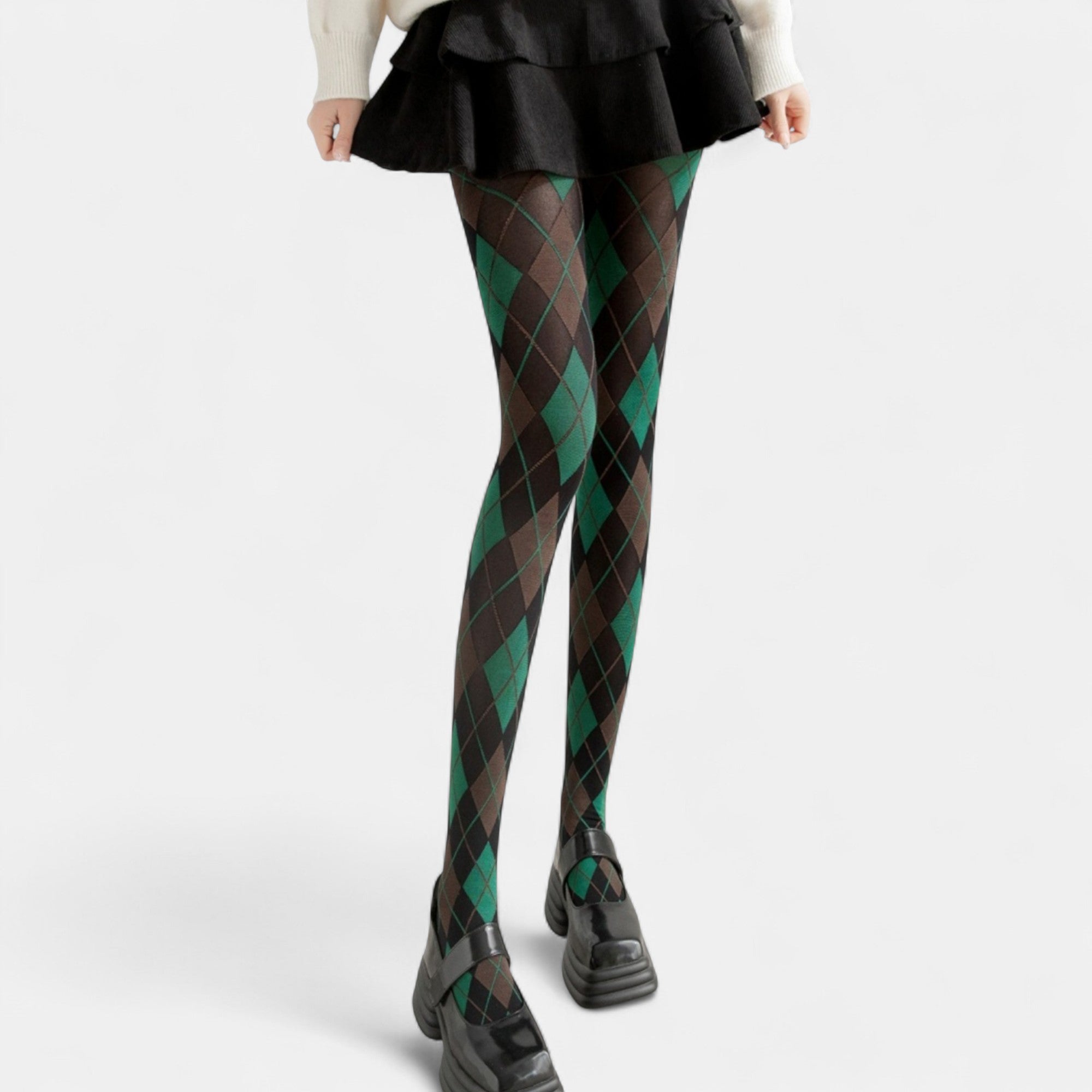 Anna-Kaci Women's Classic Argyle Pattern Knit Tights with Stretch Fit