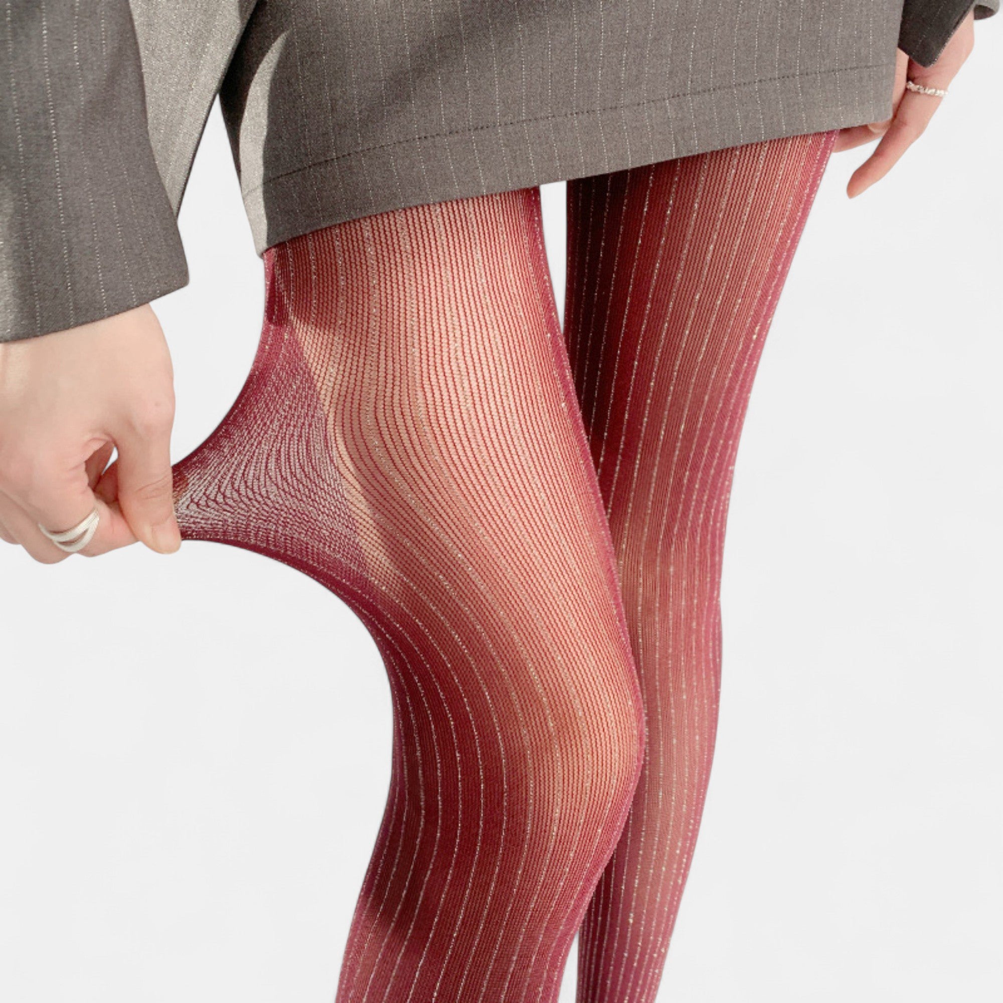 Anna-Kaci Women's Sheer Pinstripe Glitter Tights with Shimmer Detailing
