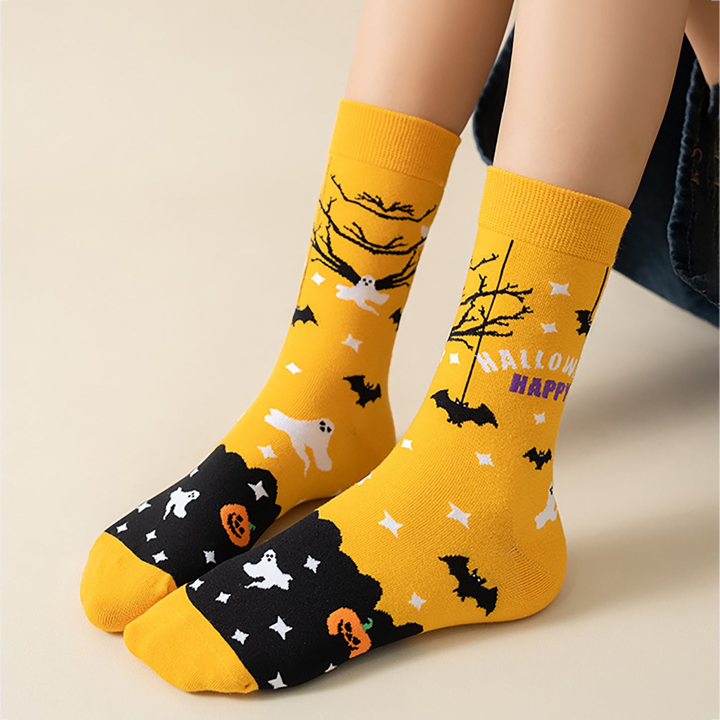 Anna-Kaci Women's 6-Pair Halloween Themed Crew Socks