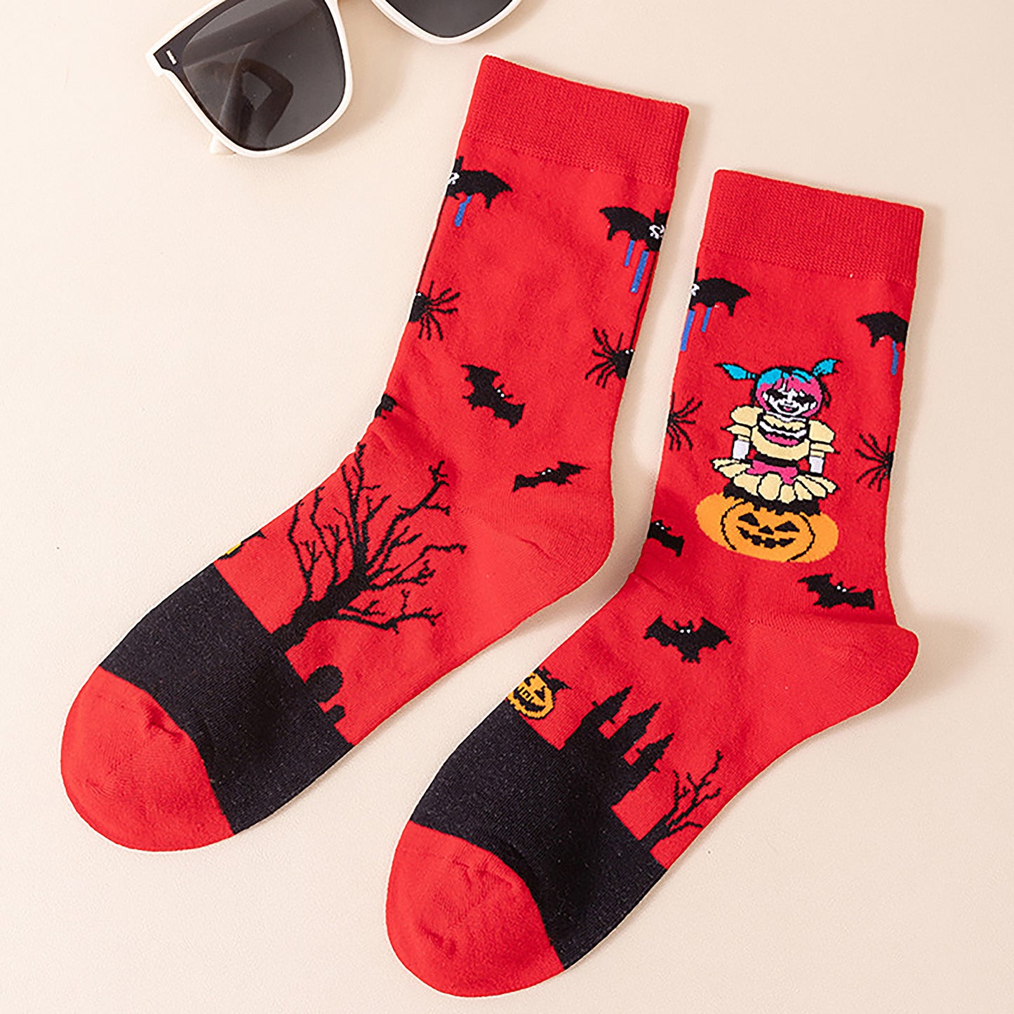 Anna-Kaci Women's 6-Pair Halloween Themed Crew Socks