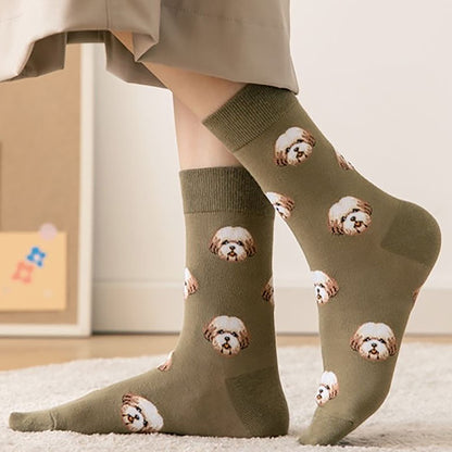 Anna-Kaci 6pk Women's Cute Dog Breed Crew Socks