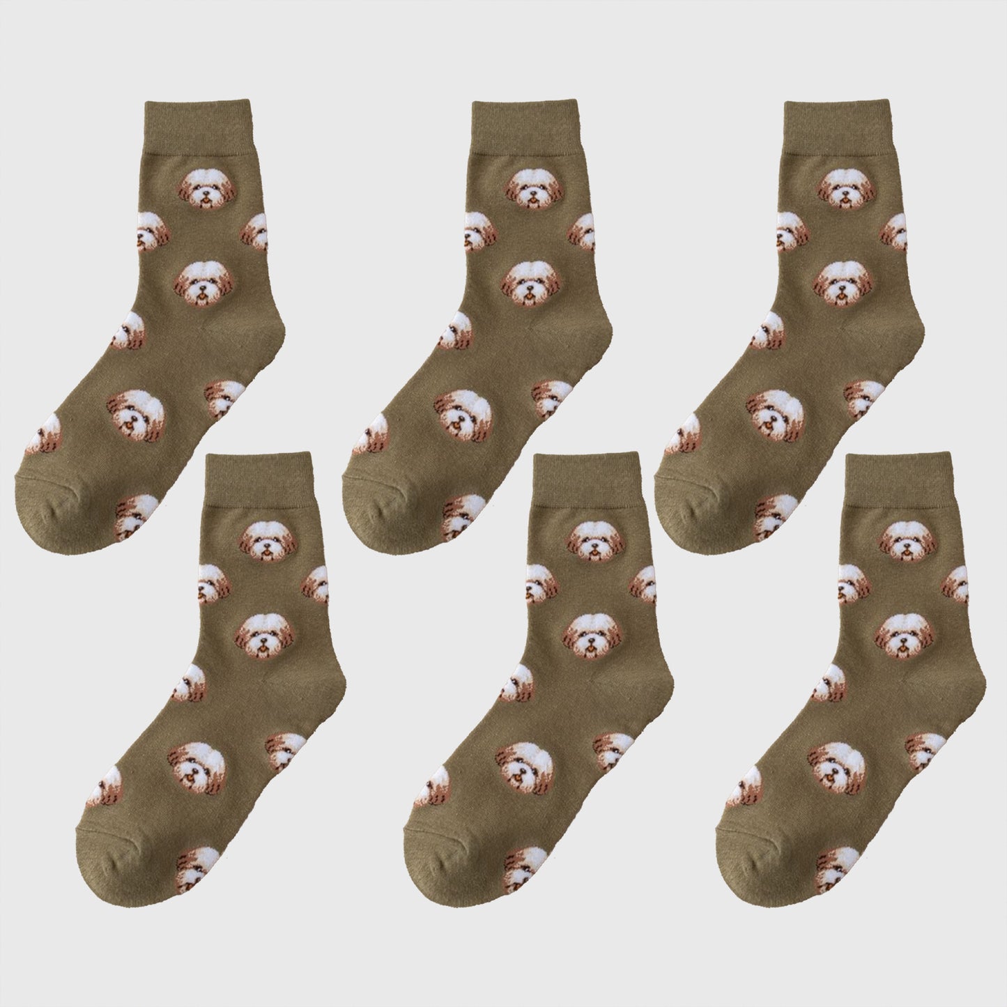 Anna-Kaci 6pk Women's Cute Dog Breed Crew Socks