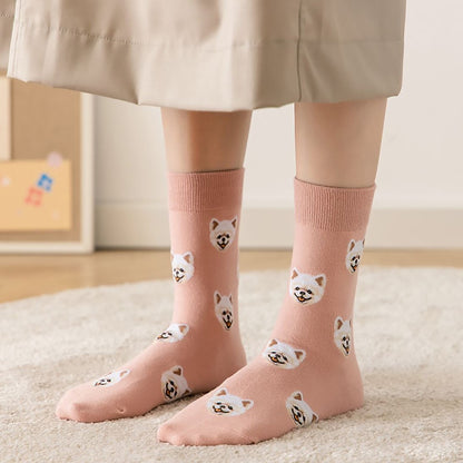 Anna-Kaci 6pk Women's Cute Dog Breed Crew Socks