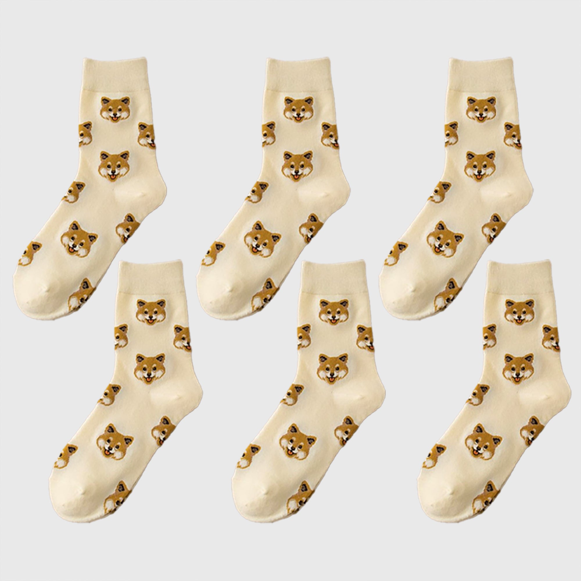 Anna-Kaci 6pk Women's Cute Dog Breed Crew Socks