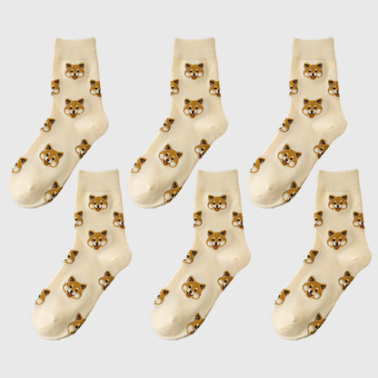 Anna-Kaci 6pk Women's Cute Dog Breed Crew Socks