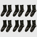 Anna-Kaci Women's 6pk Mustard Crew Socks with Ruffled Cuff and Daisy Embroidery