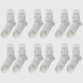Anna-Kaci Women's 6-Pair Bow Pattern Crew Socks with Fuzzy Ruffled Cuff