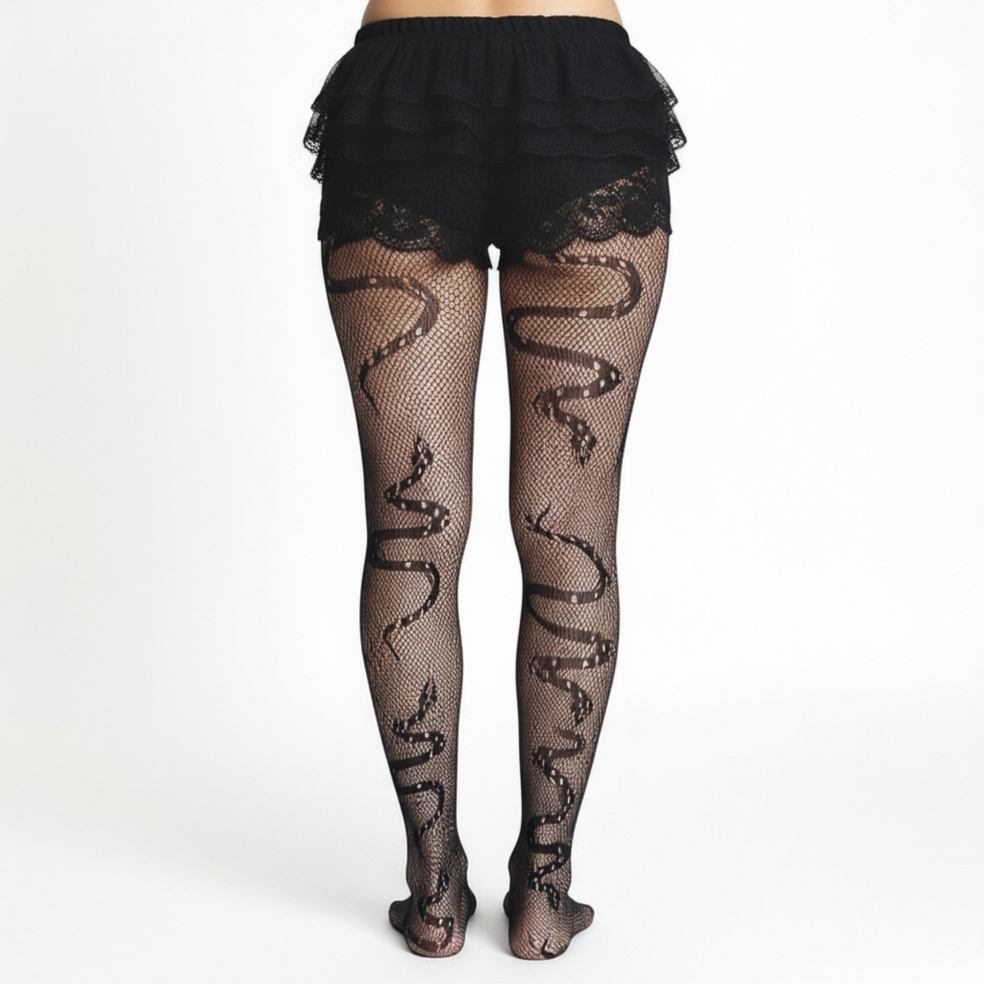 Anna-Kaci Women's 3-Piece Set Fishnet Tights with Snake Pattern Design