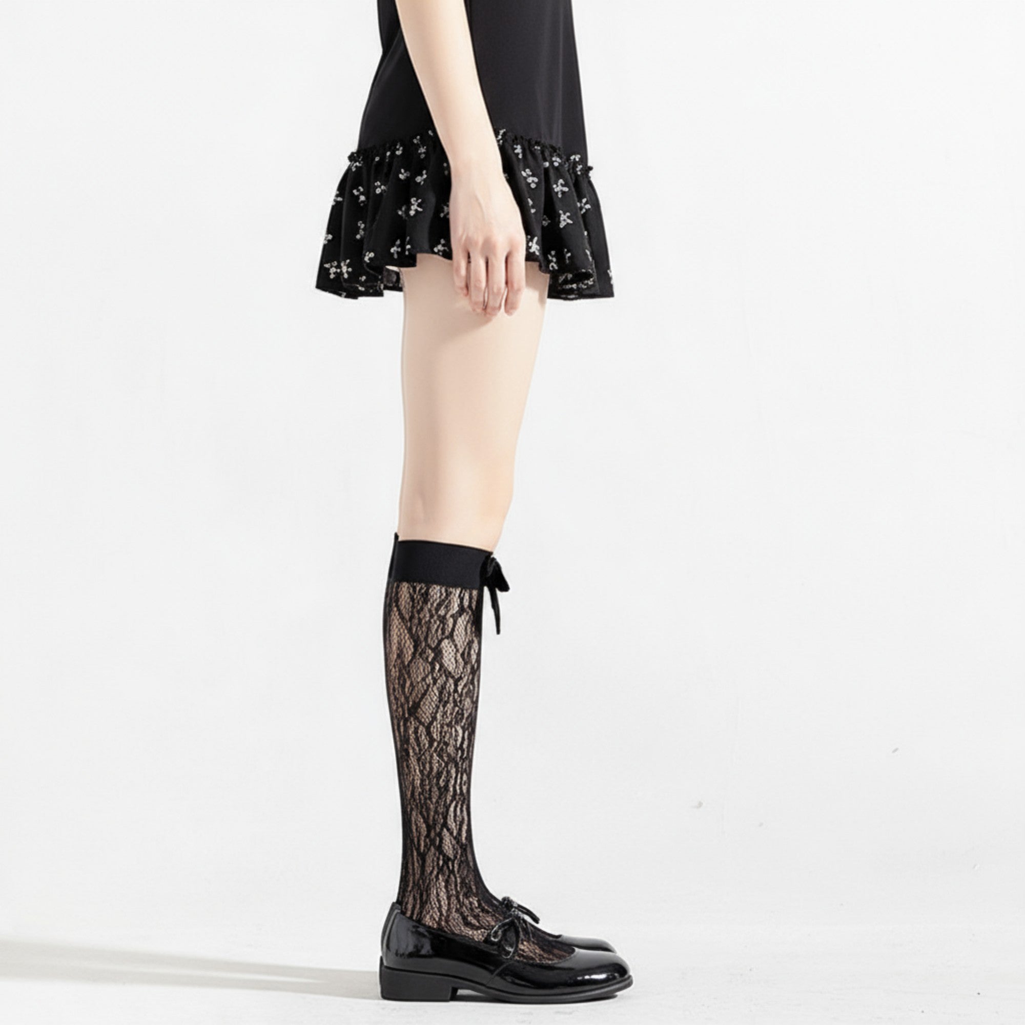 Anna-Kaci Women's 3-Piece Set Knee-High Lace Socks with Bow Accent Detail