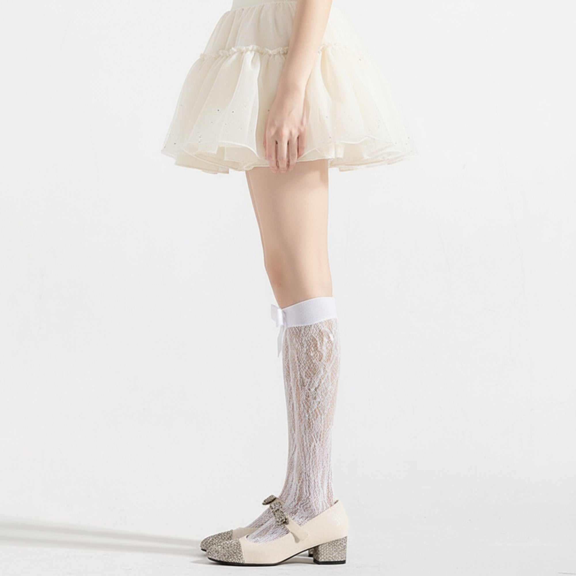 Anna-Kaci Women's 3-Piece Set Knee-High Lace Socks with Bow Accent Detail