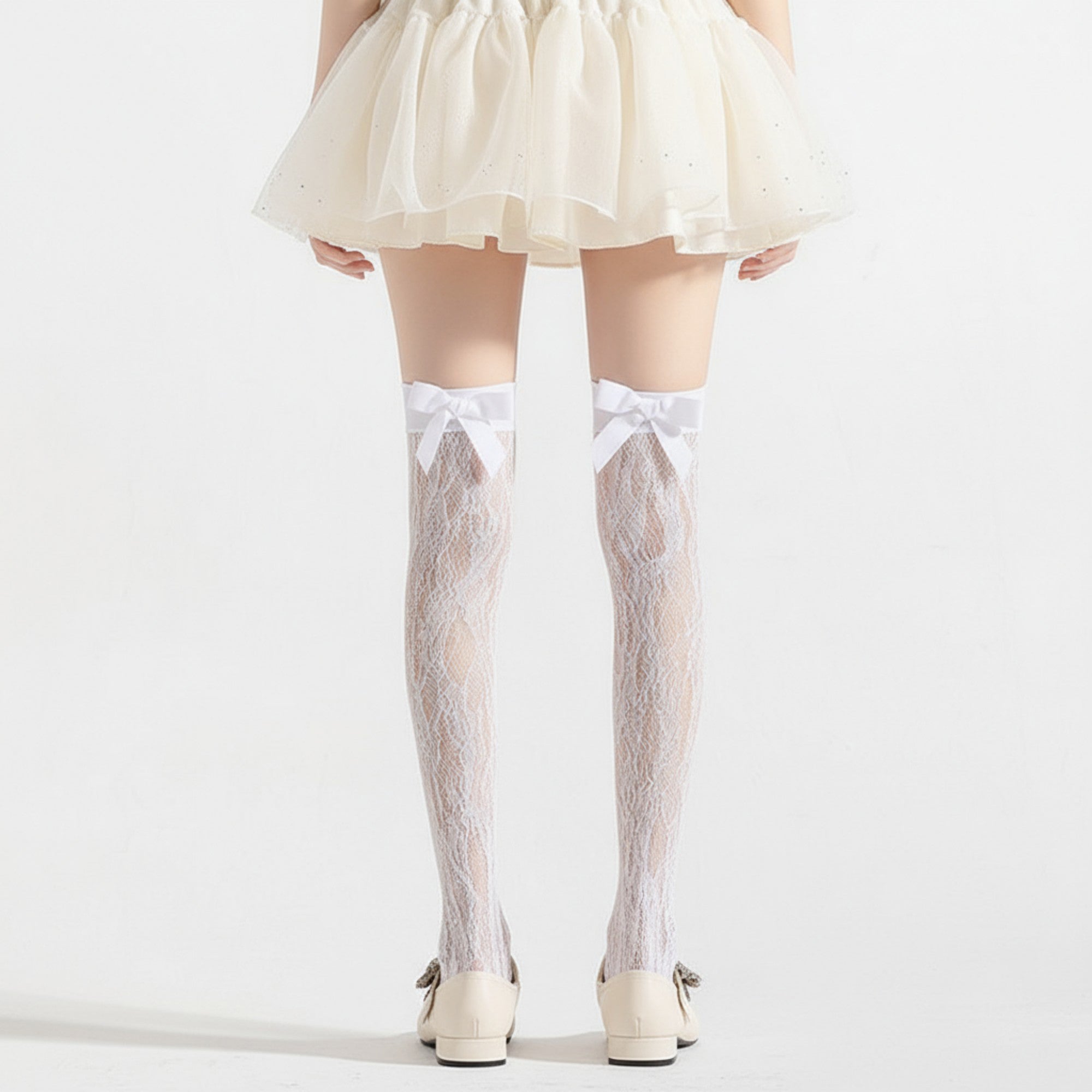 Anna-Kaci Women's 3-Piece Set Knee-High Lace Socks with Bow Accent Detail