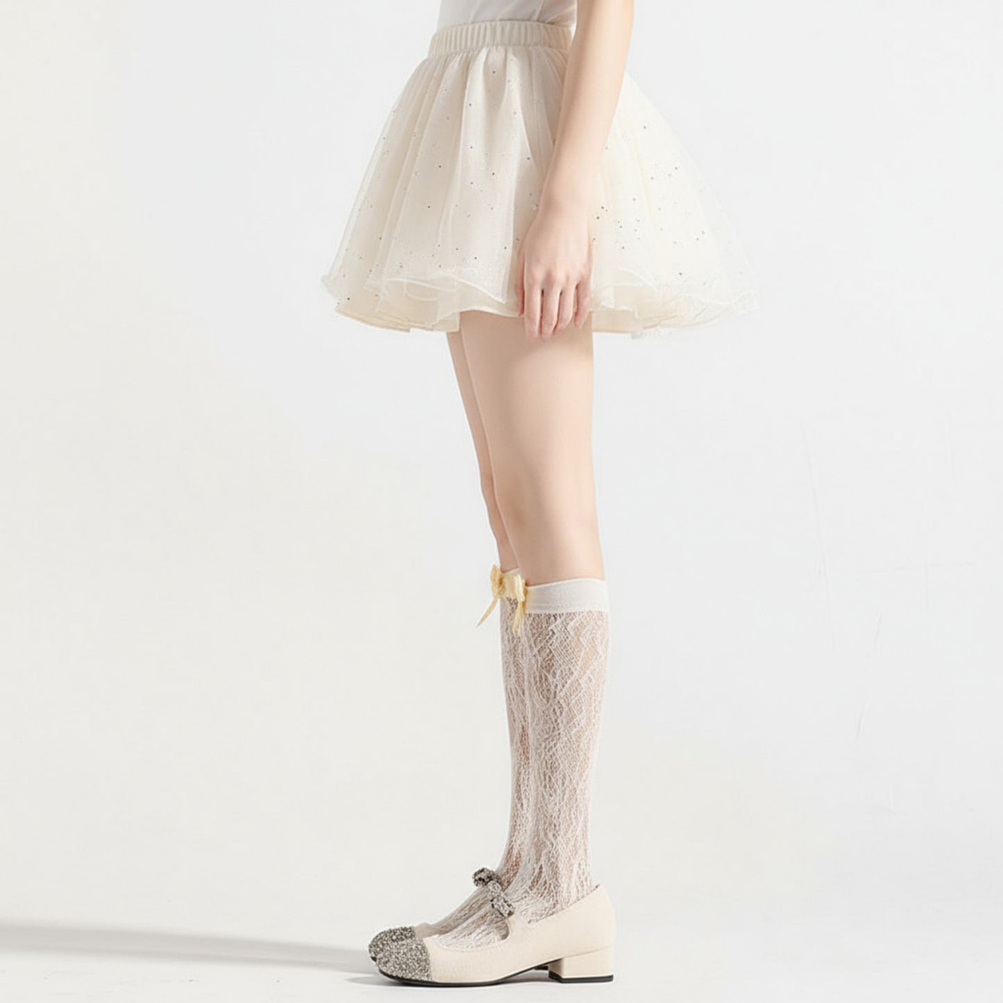 Anna-Kaci Women's 3-Piece Set Knee-High Lace Socks with Bow Accent Detail