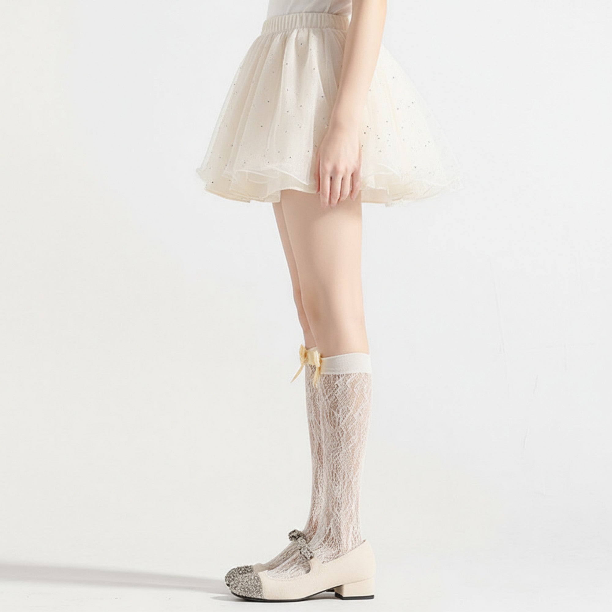Anna-Kaci Women's 3-Piece Set Knee-High Lace Socks with Bow Accent Detail
