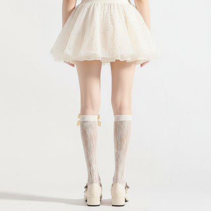 Anna-Kaci Women's 3-Piece Set Knee-High Lace Socks with Bow Accent Detail